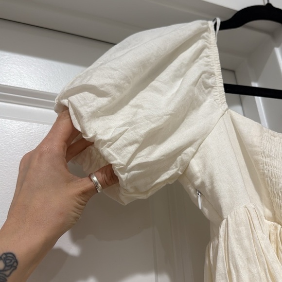 Lulus Uniquely Sweet Off White Puff Sleeve Babydoll Dress | Size S | NWT - Picture 5 of 14